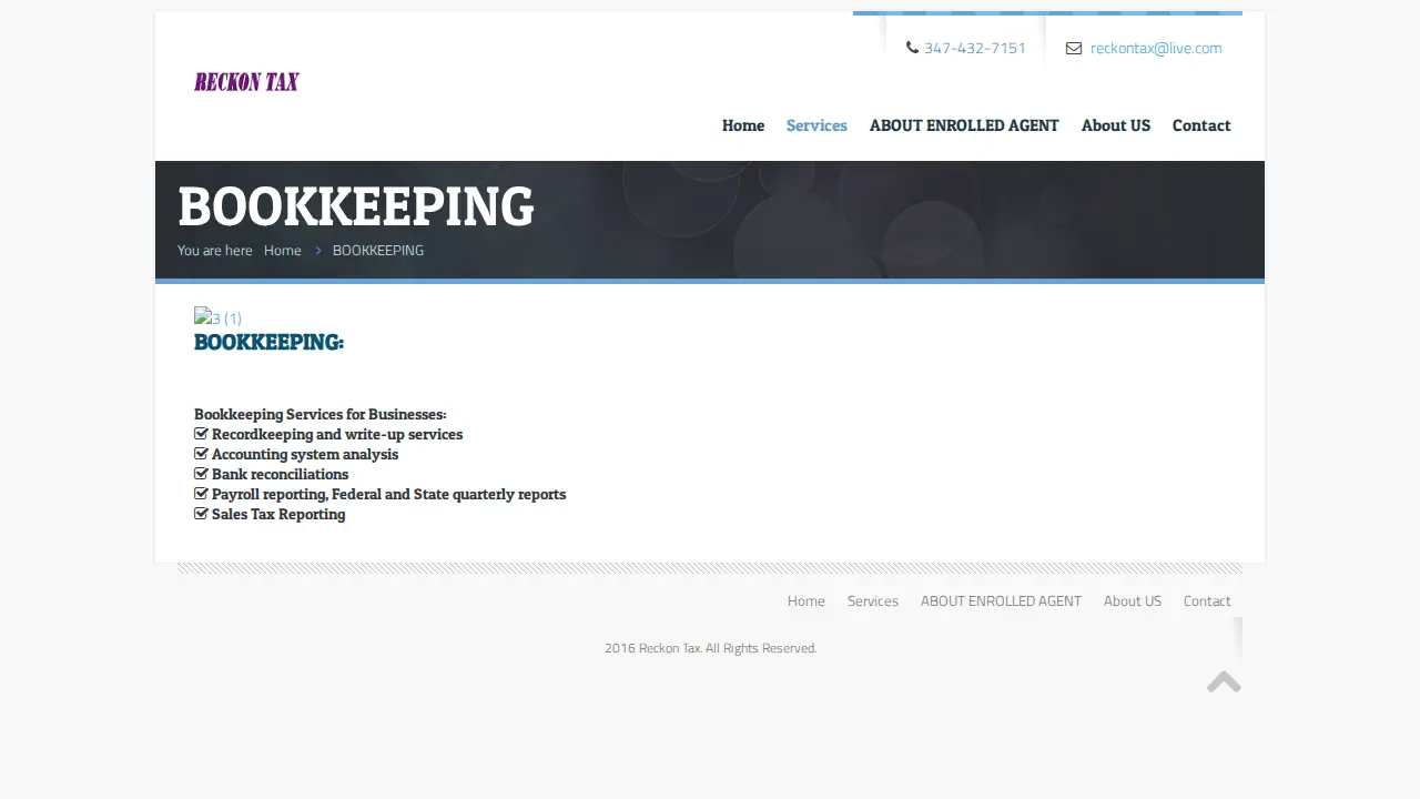 Reckon Tax & Accounting page