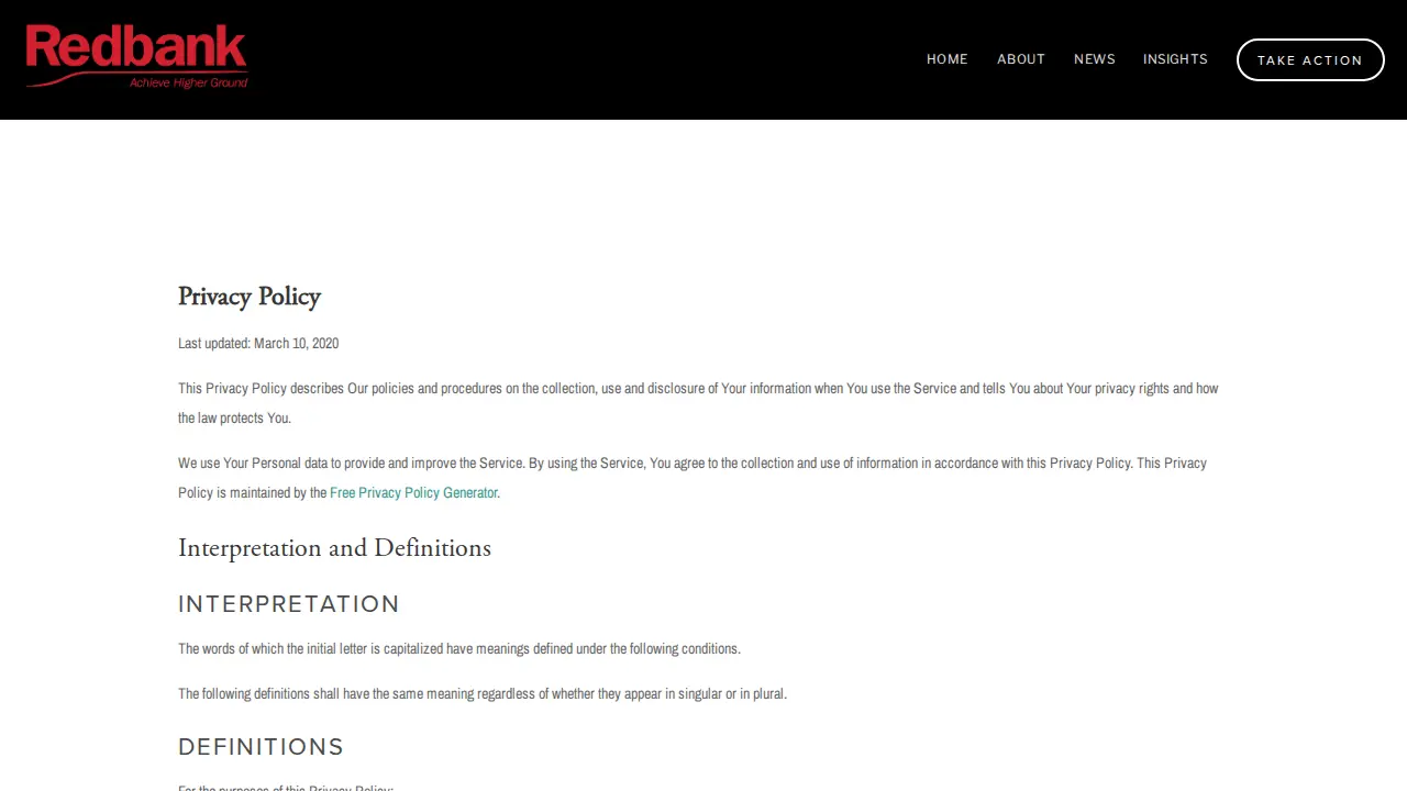 REDBANK ADVISORS page