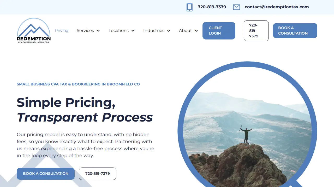 Redemption CPA, Tax Advisory and Accounting page