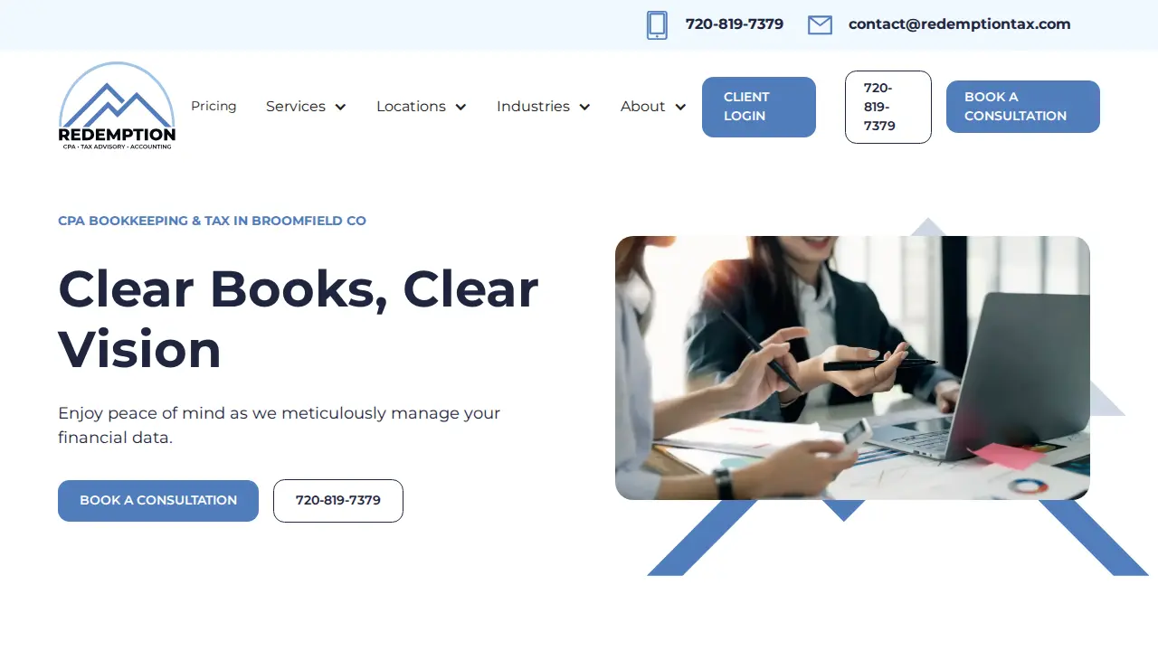 Redemption CPA, Tax Advisory and Accounting page