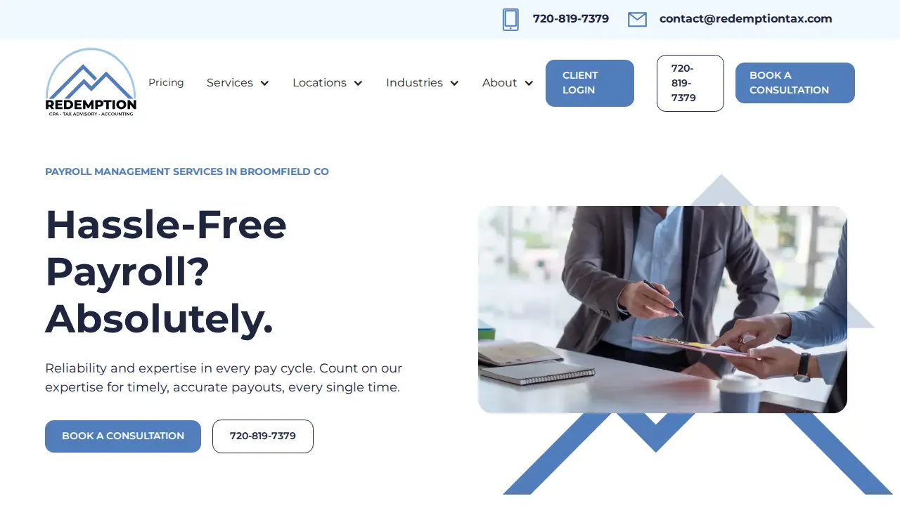 Redemption CPA, Tax Advisory and Accounting page
