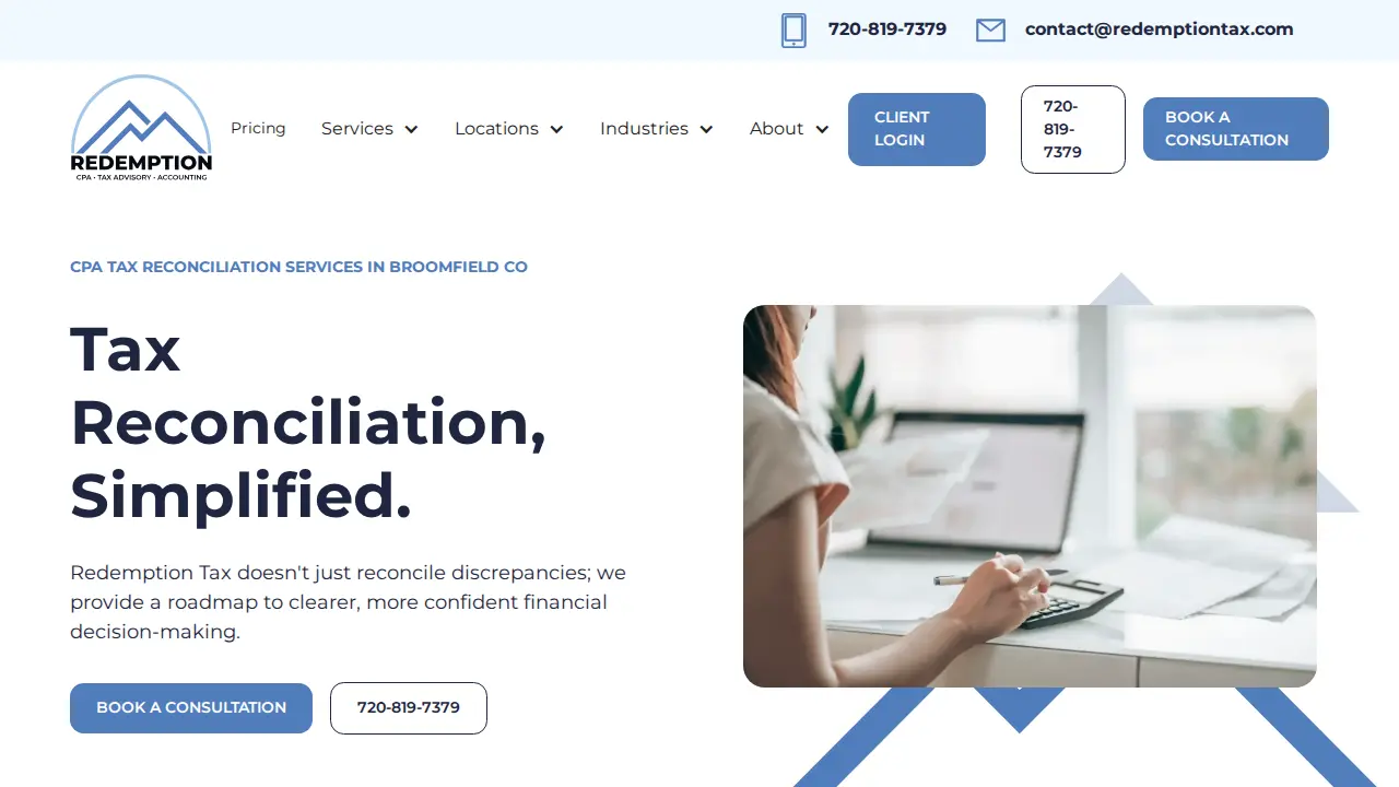 Redemption CPA, Tax Advisory and Accounting page