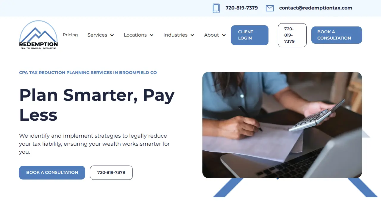 Redemption CPA, Tax Advisory and Accounting page