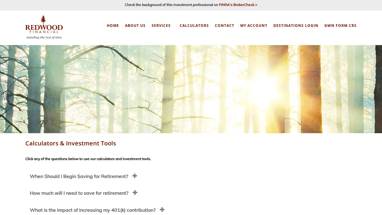 Redwood Financial page
