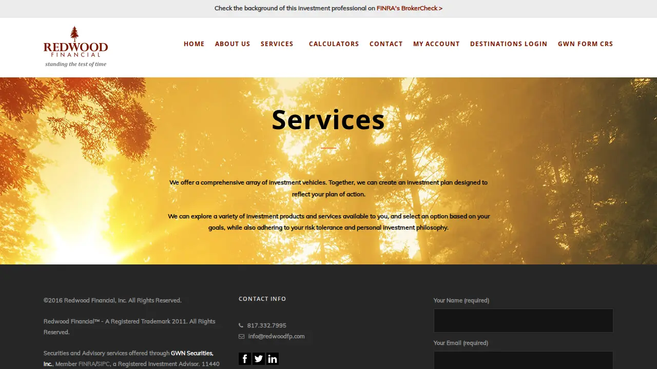 Redwood Financial page