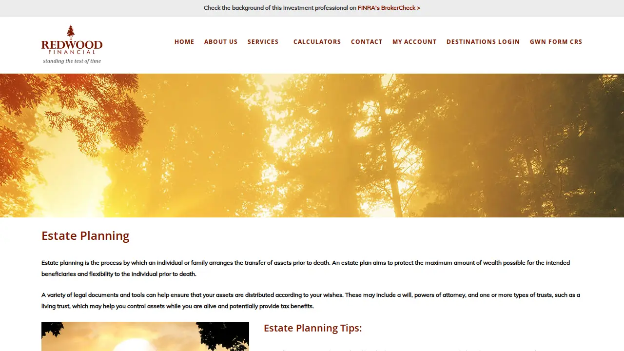 Redwood Financial page