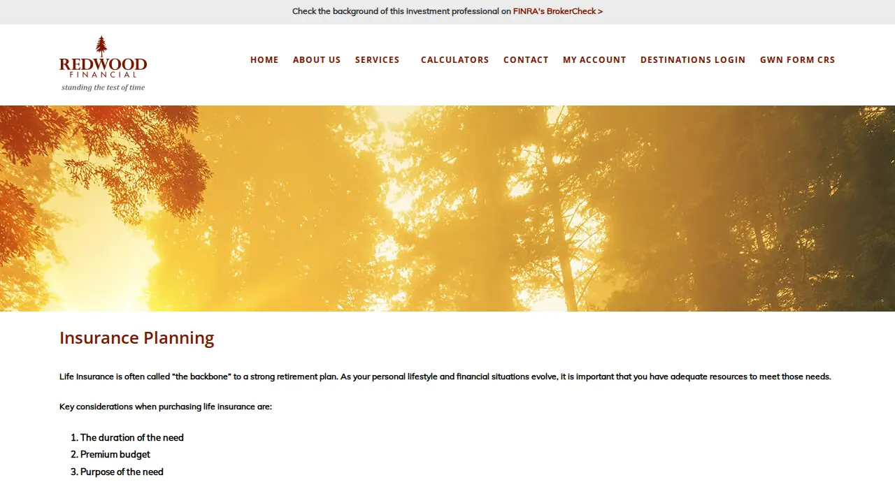 Redwood Financial page