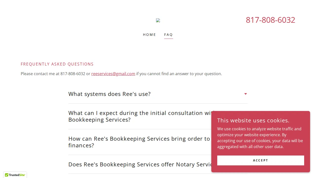 Ree's Bookkeeping Services - Texas page