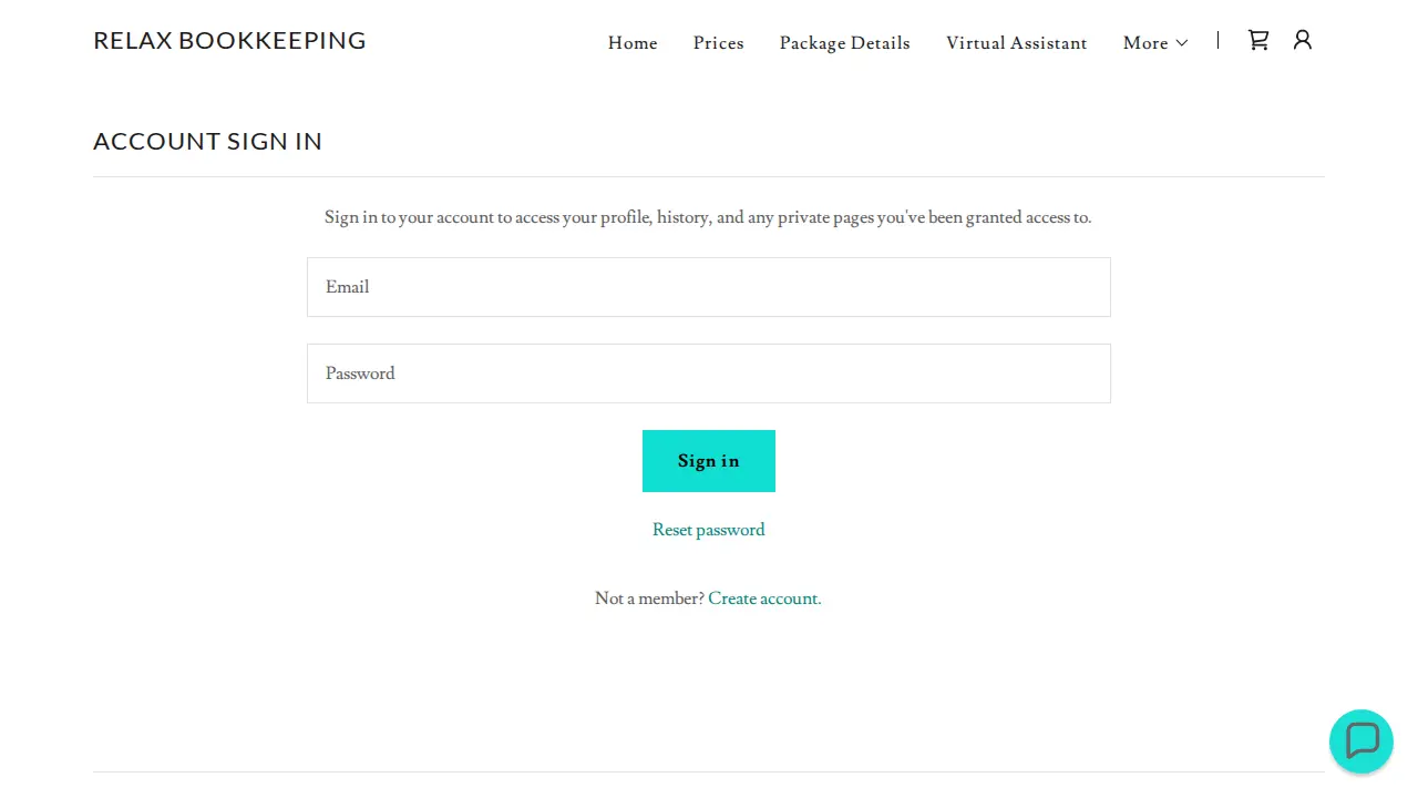 Relax Bookkeeping page
