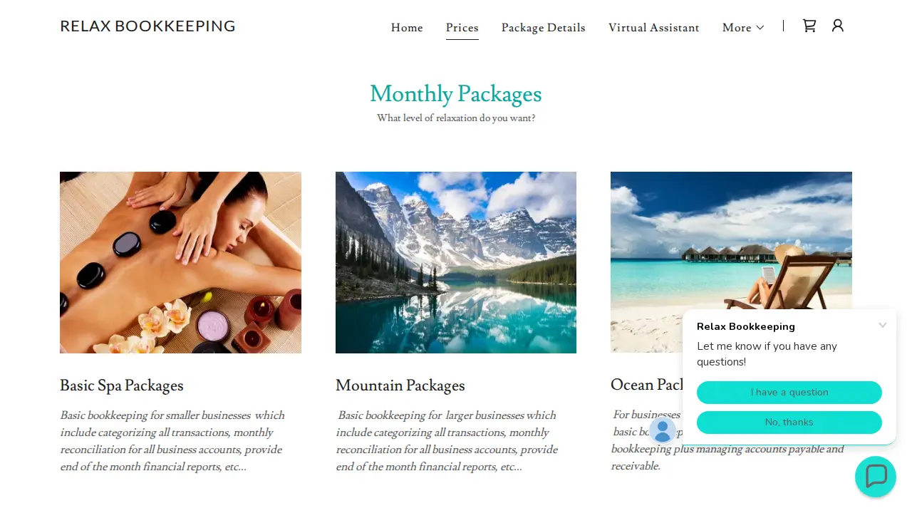 Relax Bookkeeping page