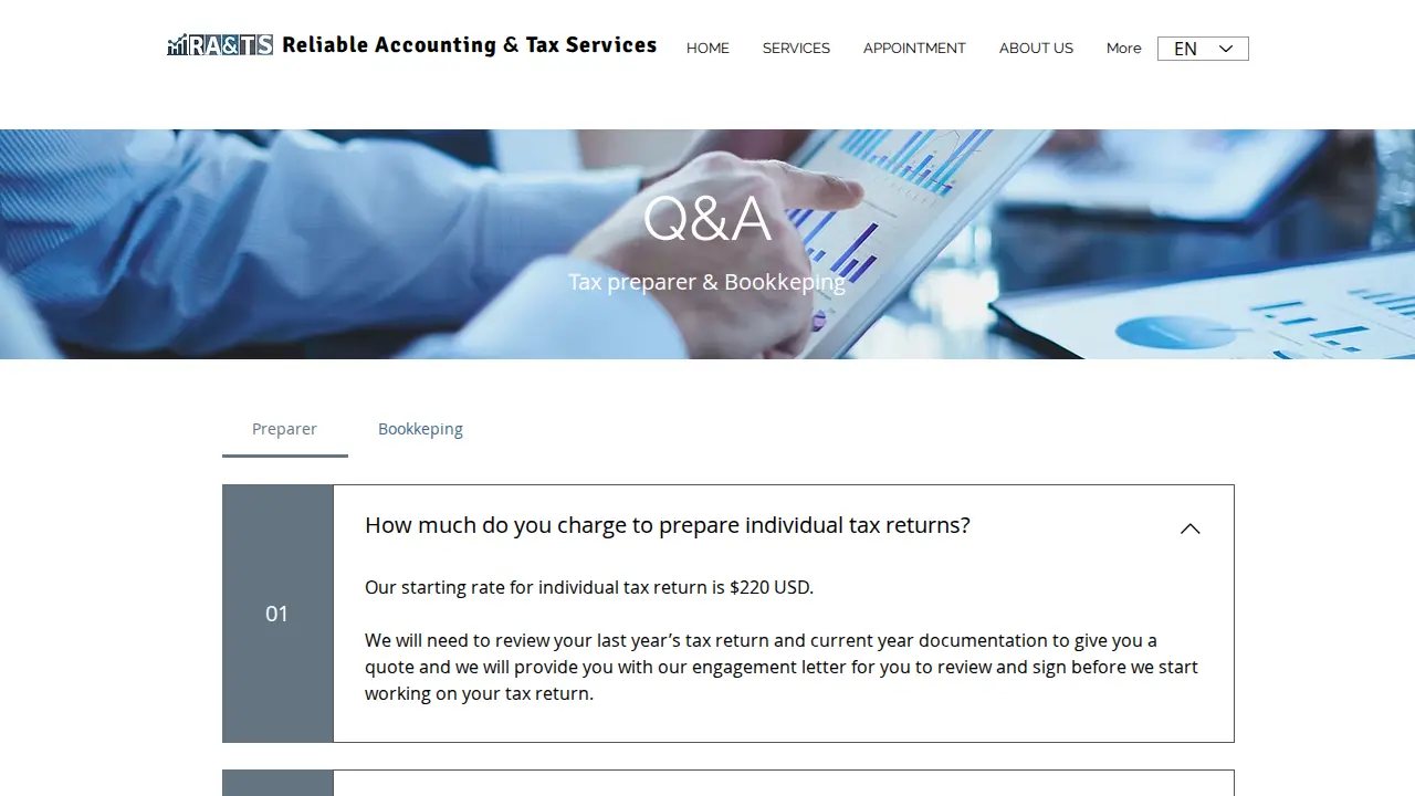 Reliable Accounting Tax Services Palo Alto page