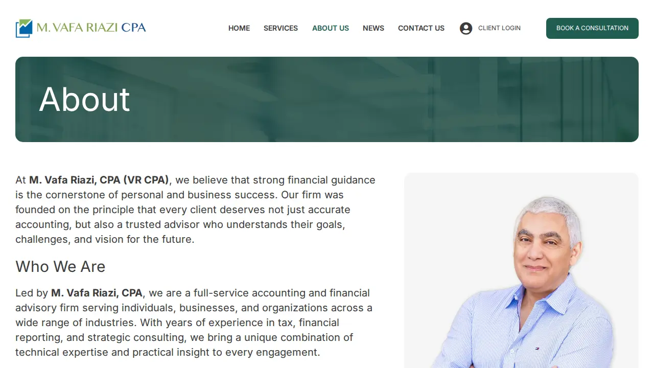 M Vafa Riazi CPA LLC page