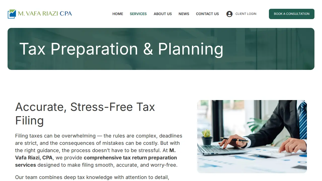 M Vafa Riazi CPA LLC page