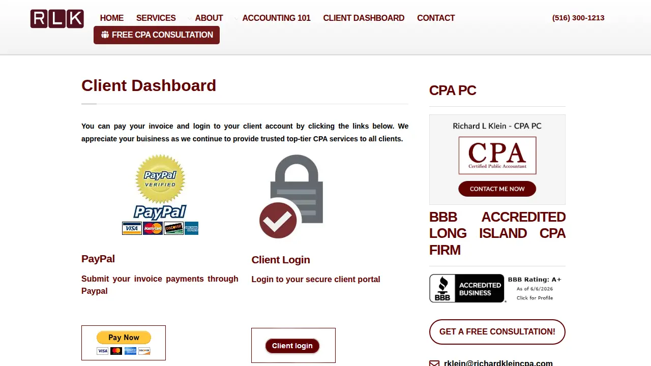 Richard L Klein - CPA PC page
