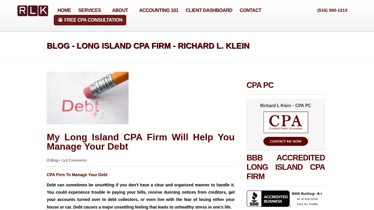 Richard L Klein - CPA PC page