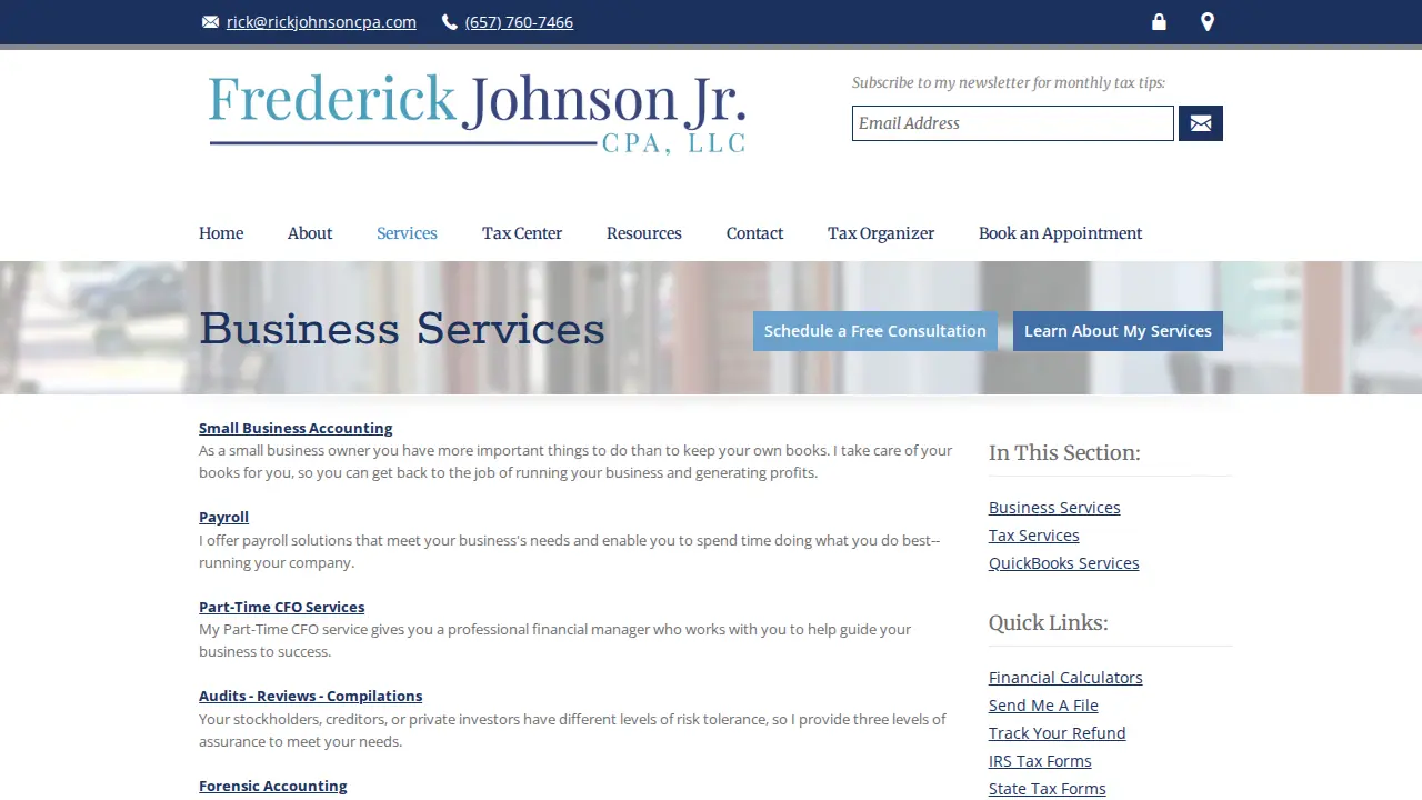 Frederick Johnson Jr., CPA, LLC. page