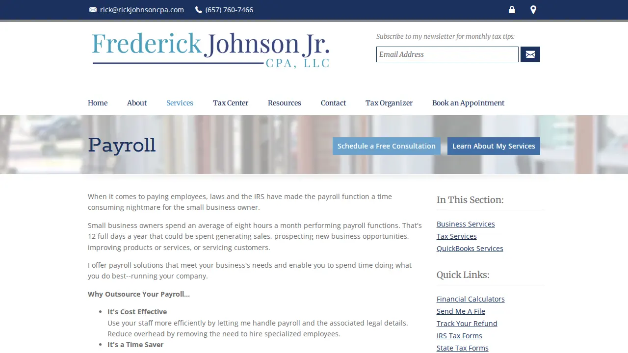 Frederick Johnson Jr., CPA, LLC. page