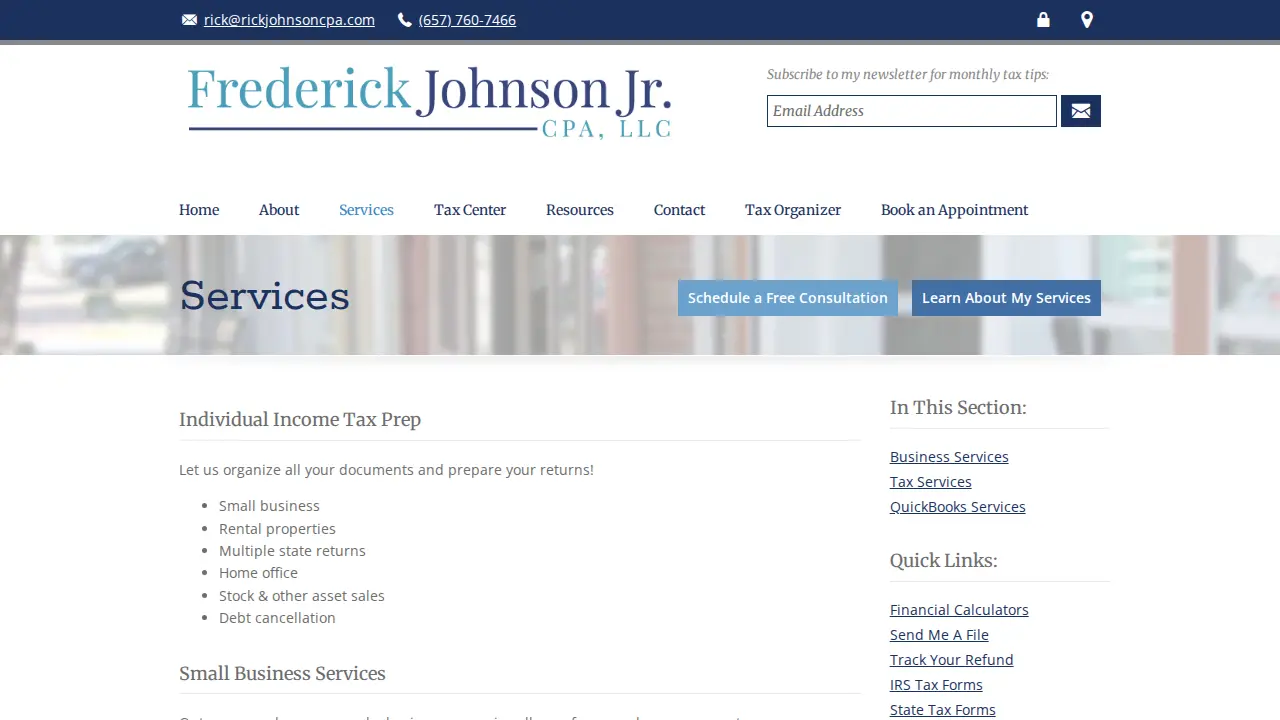 Frederick Johnson Jr., CPA, LLC. page