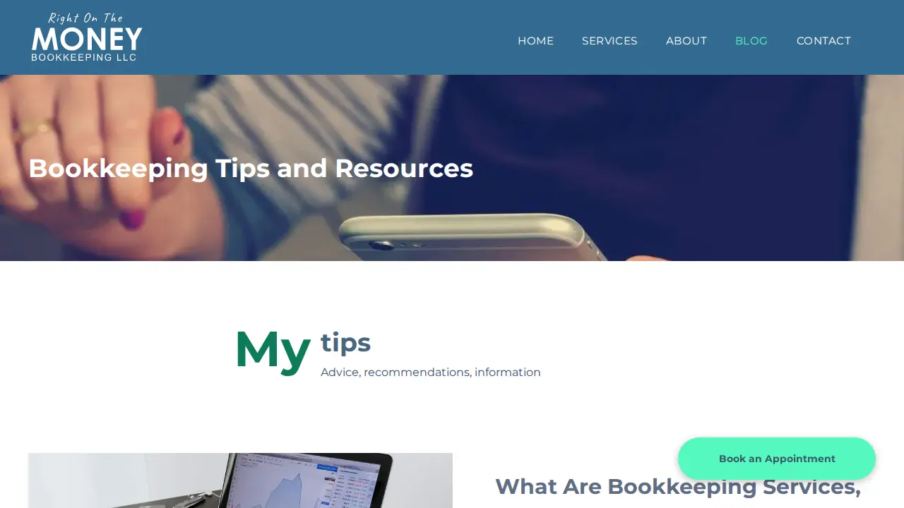 Right on the Money Bookkeeping page