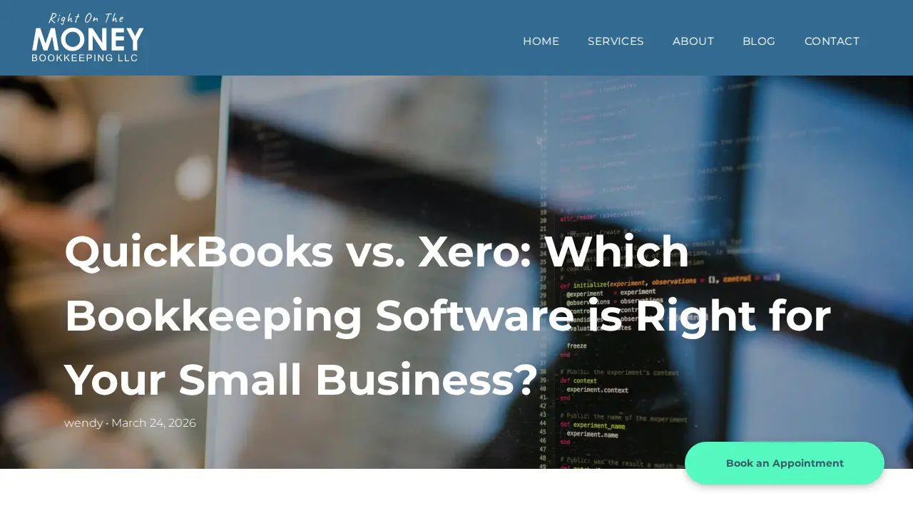 Right on the Money Bookkeeping page