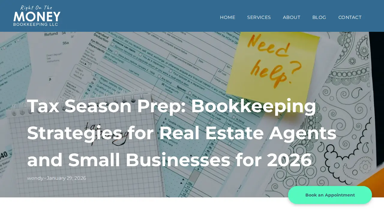 Right on the Money Bookkeeping page