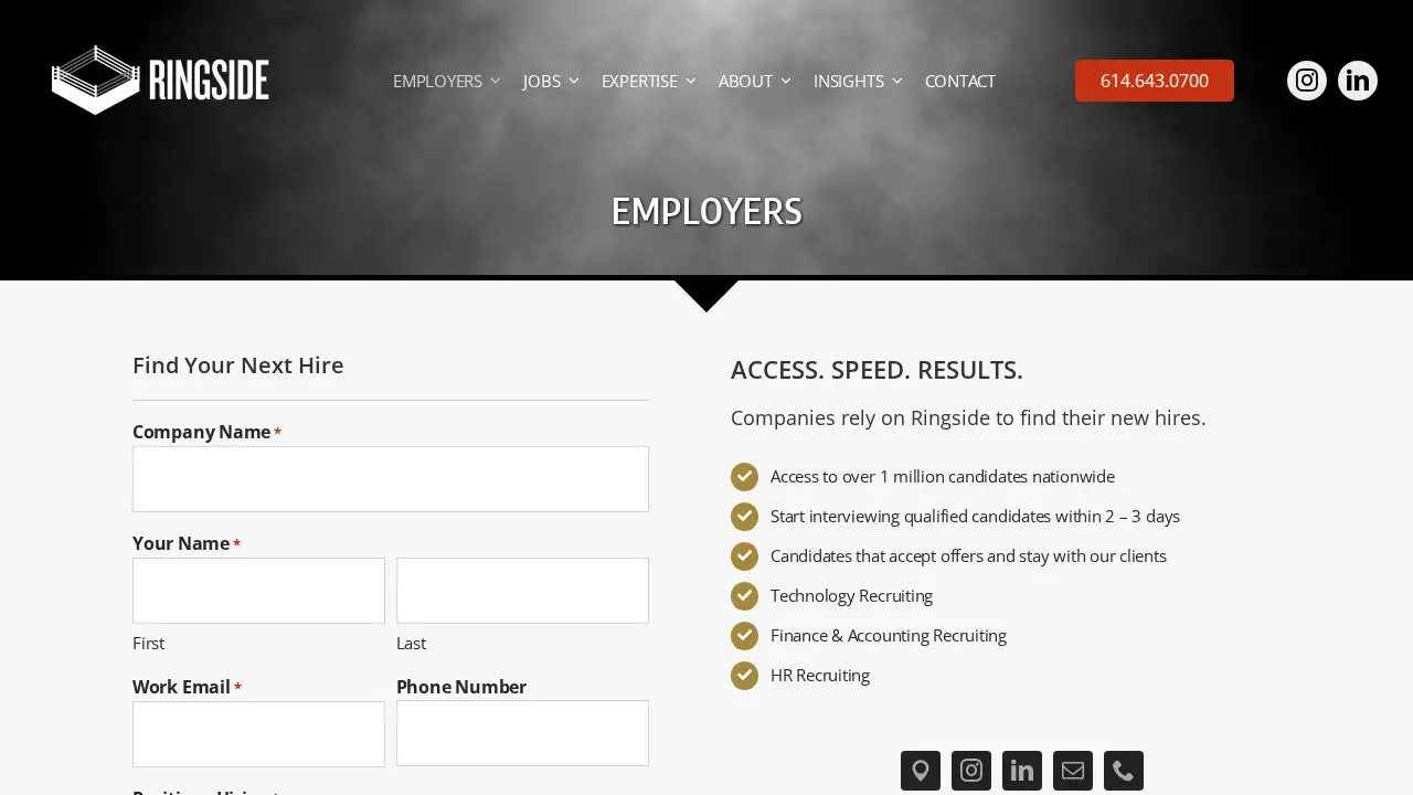 Ringside Talent page