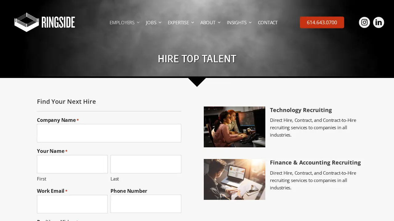 Ringside Talent page