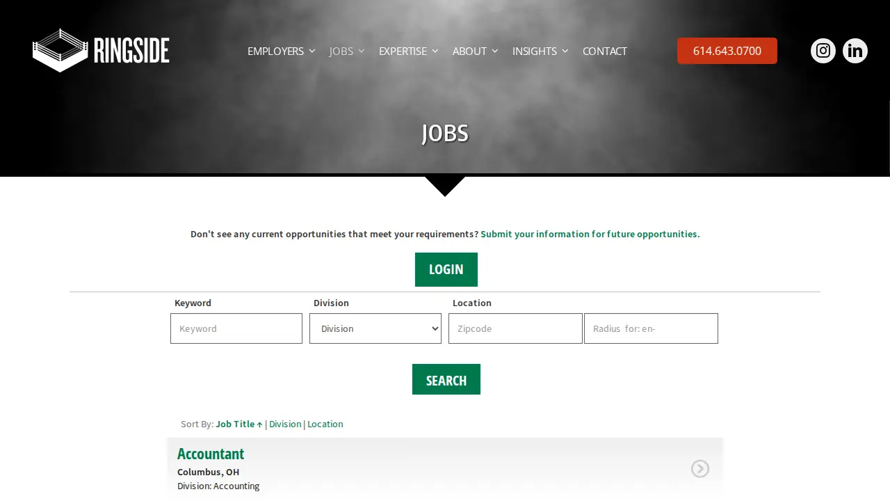 Ringside Talent page