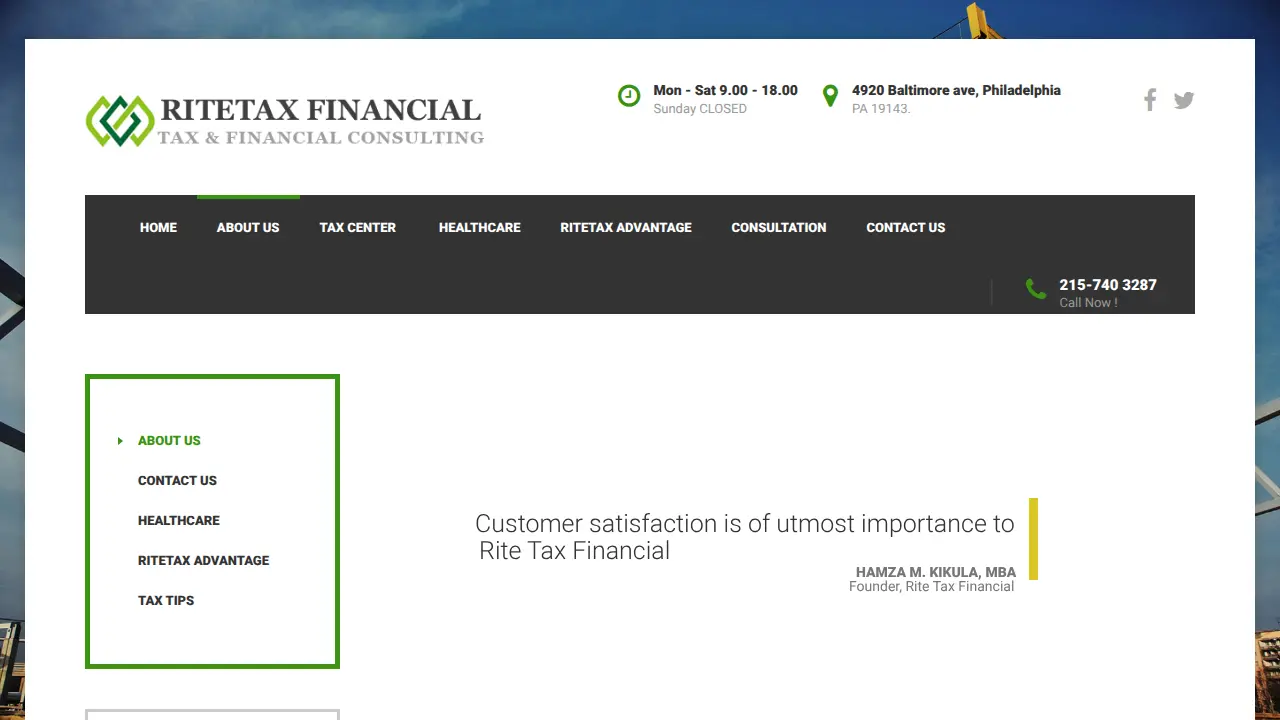 RITETAX Financial page