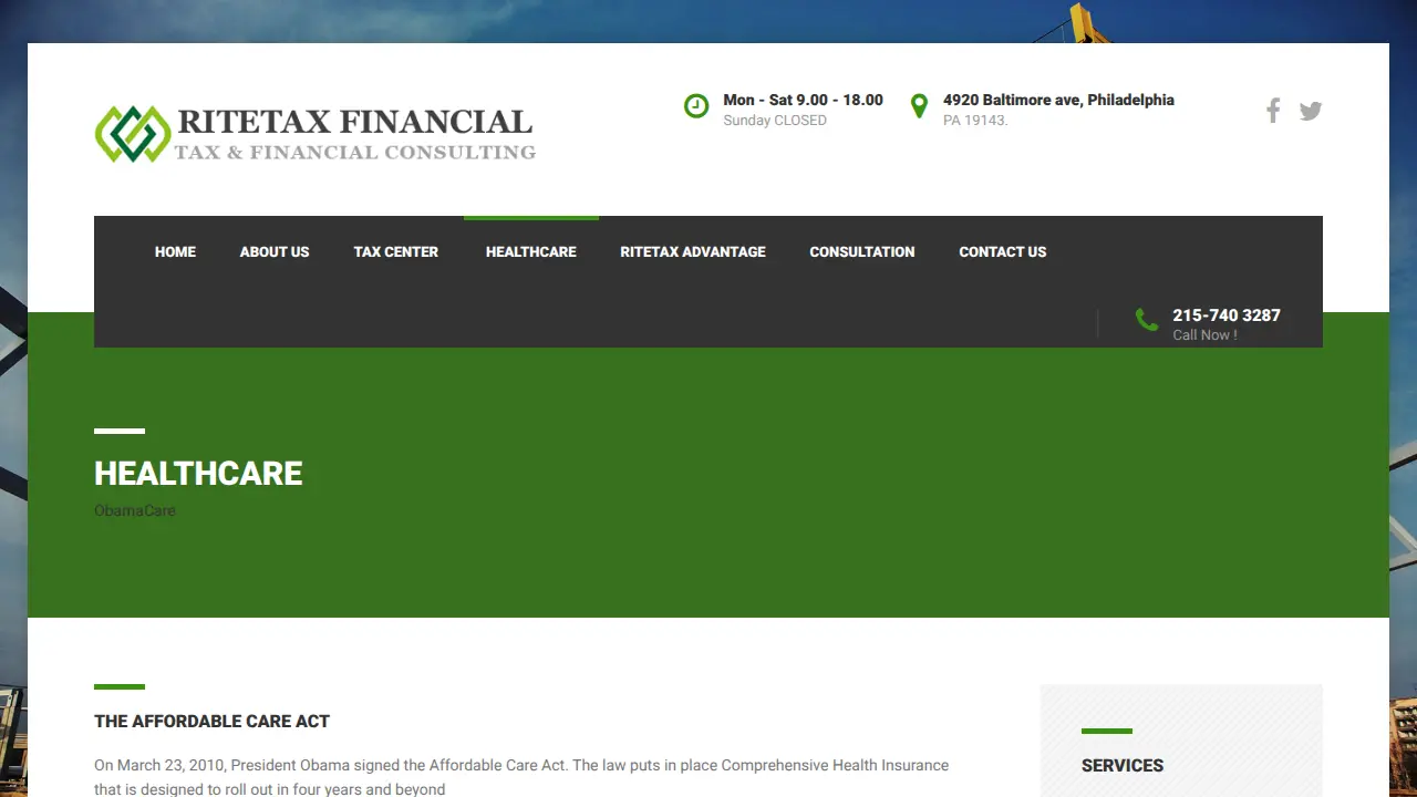 RITETAX Financial page