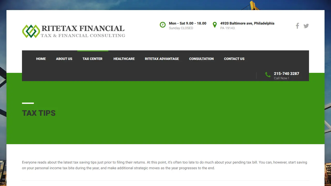RITETAX Financial page