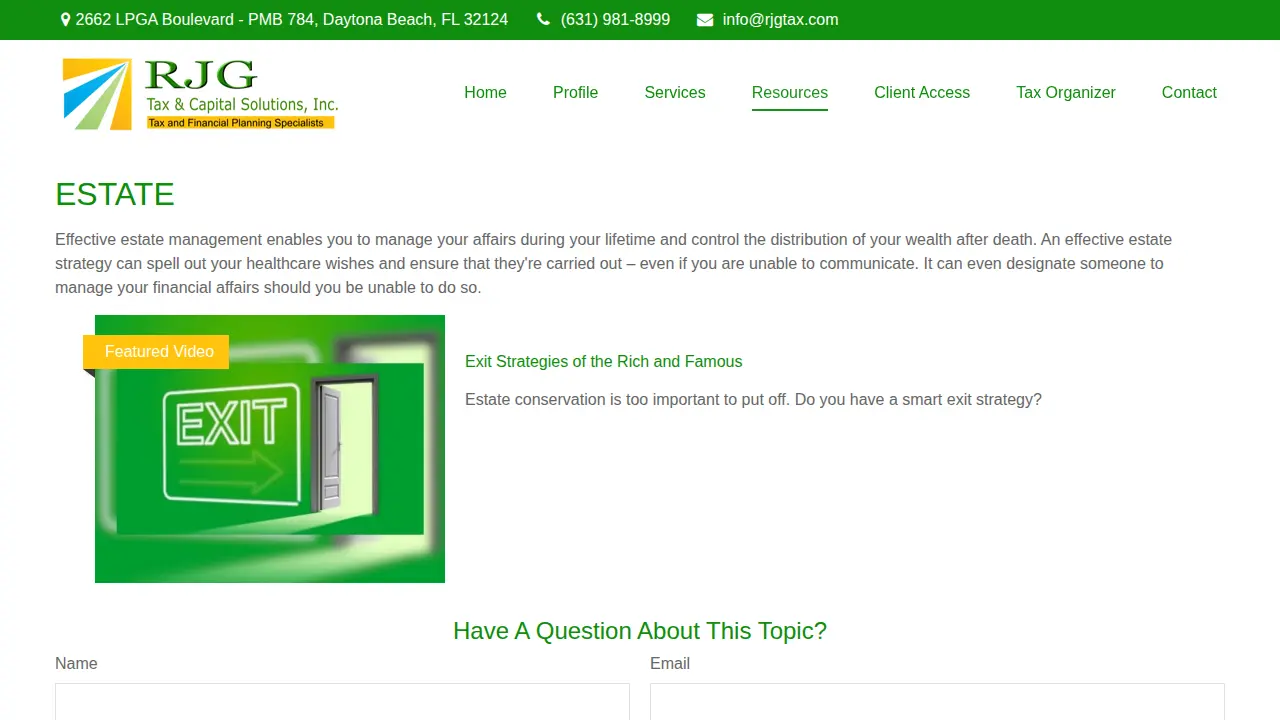 RJG Tax & Capital Solutions, Inc page