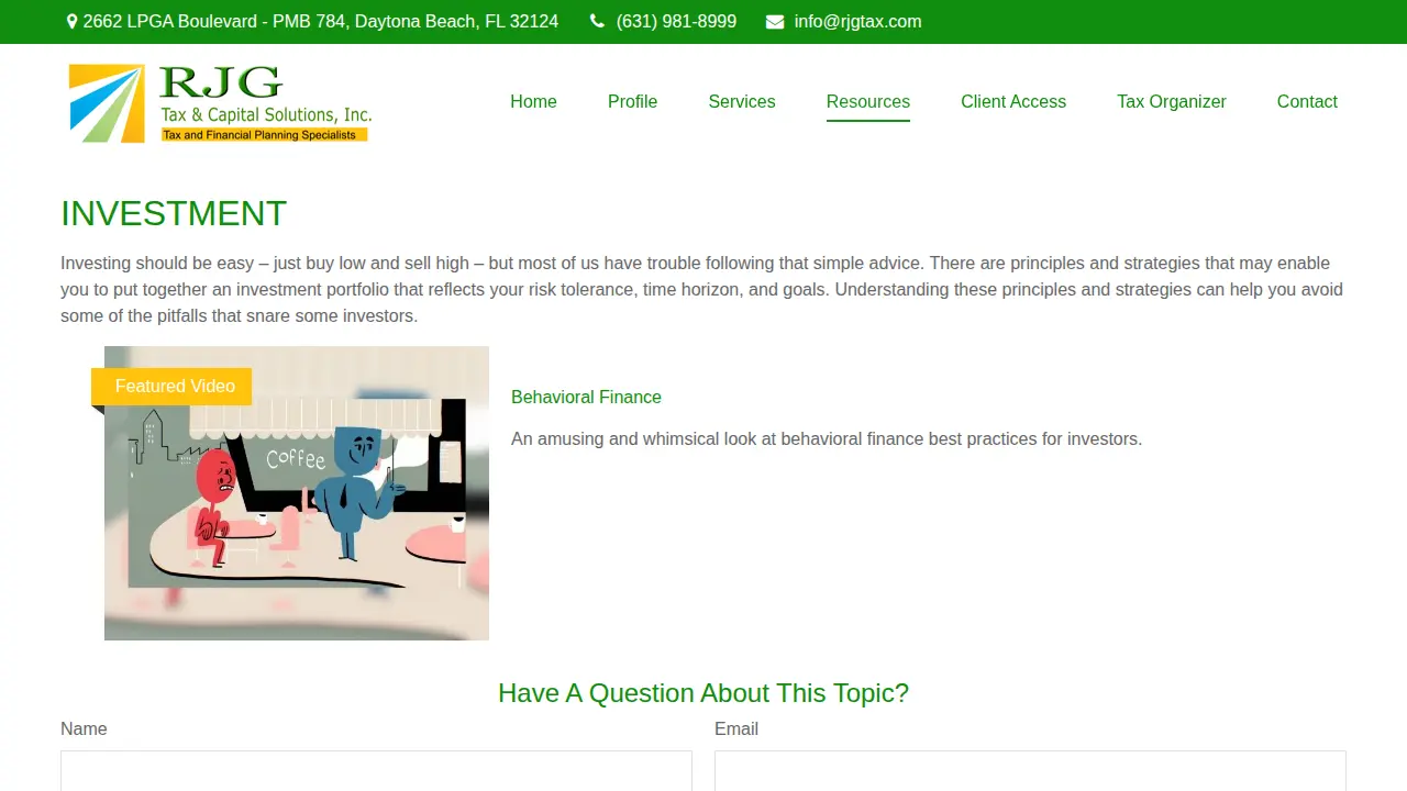 RJG Tax & Capital Solutions, Inc page