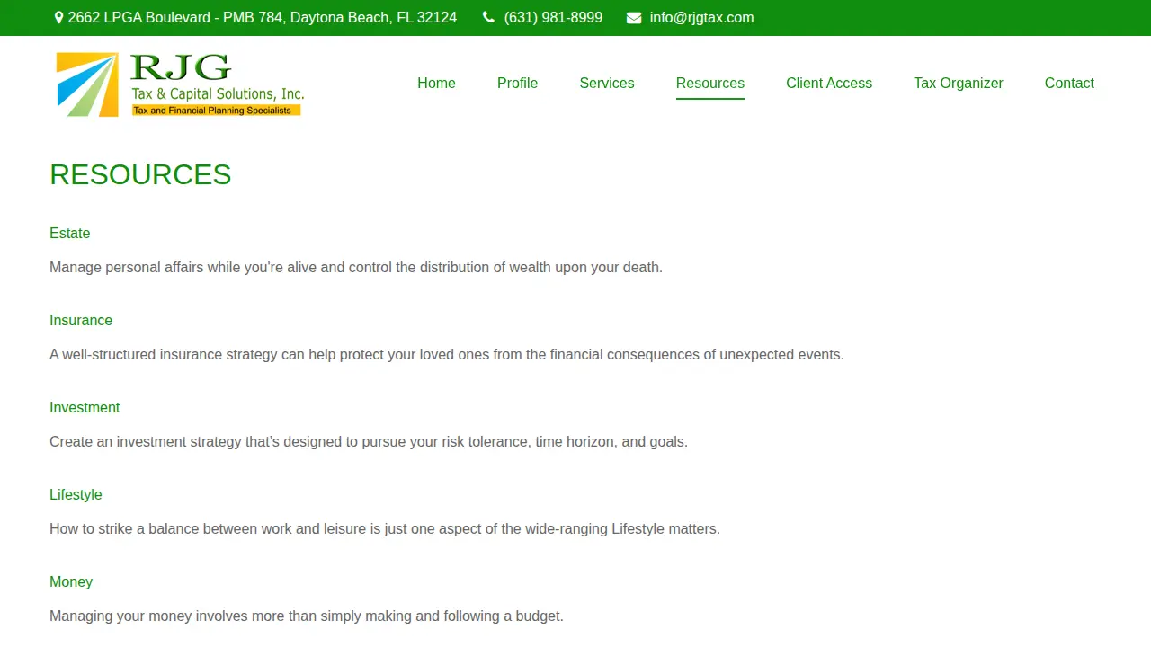 RJG Tax & Capital Solutions, Inc page