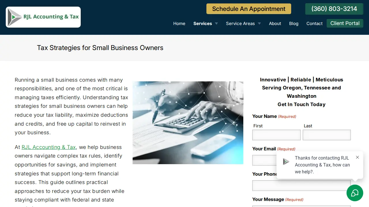 RJL Accounting & Tax page