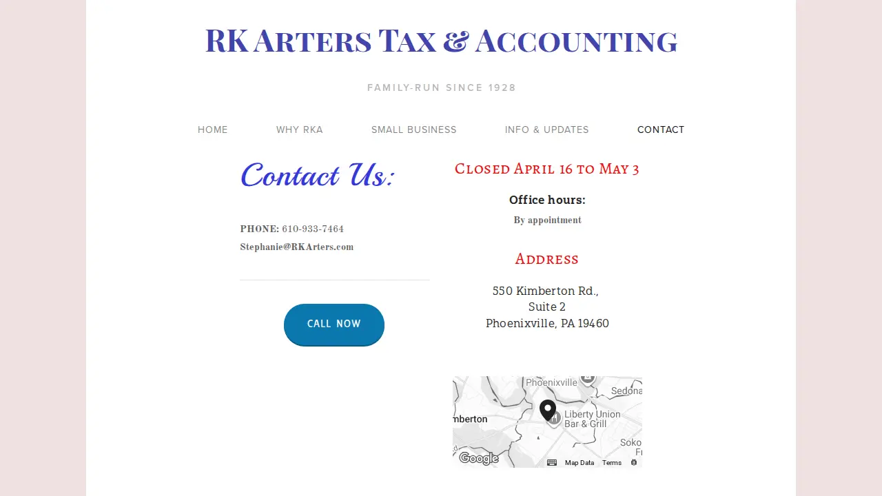 RK Arters Tax & Accounting page