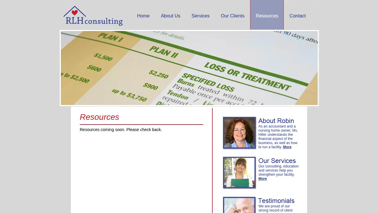 RLH Consulting page