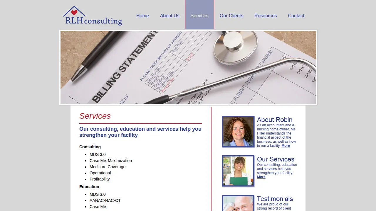 RLH Consulting page