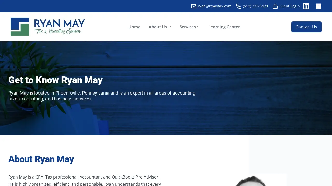Ryan May, Tax & Accounting Services page