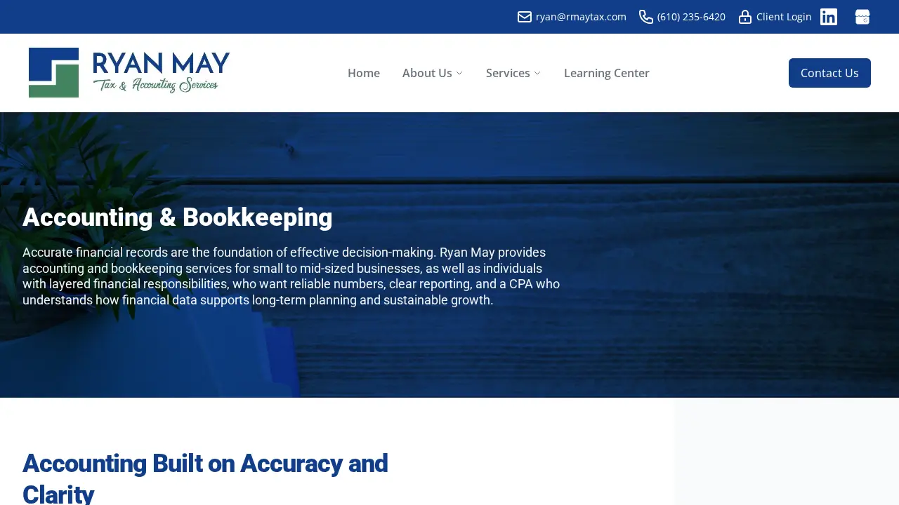 Ryan May, Tax & Accounting Services page
