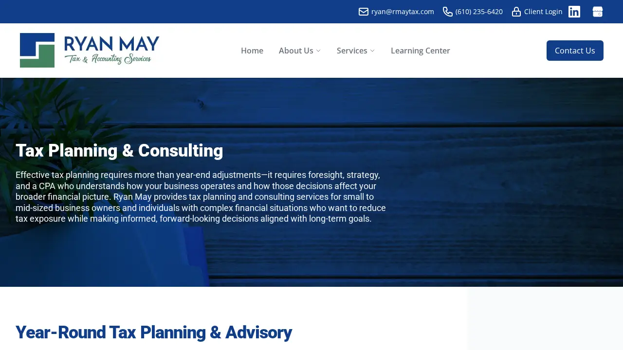 Ryan May, Tax & Accounting Services page