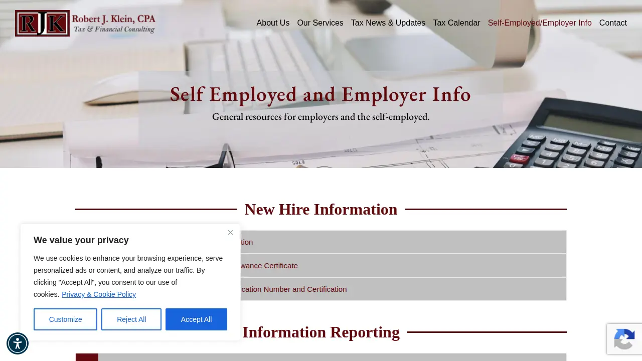 Robert J. Klein CPA page