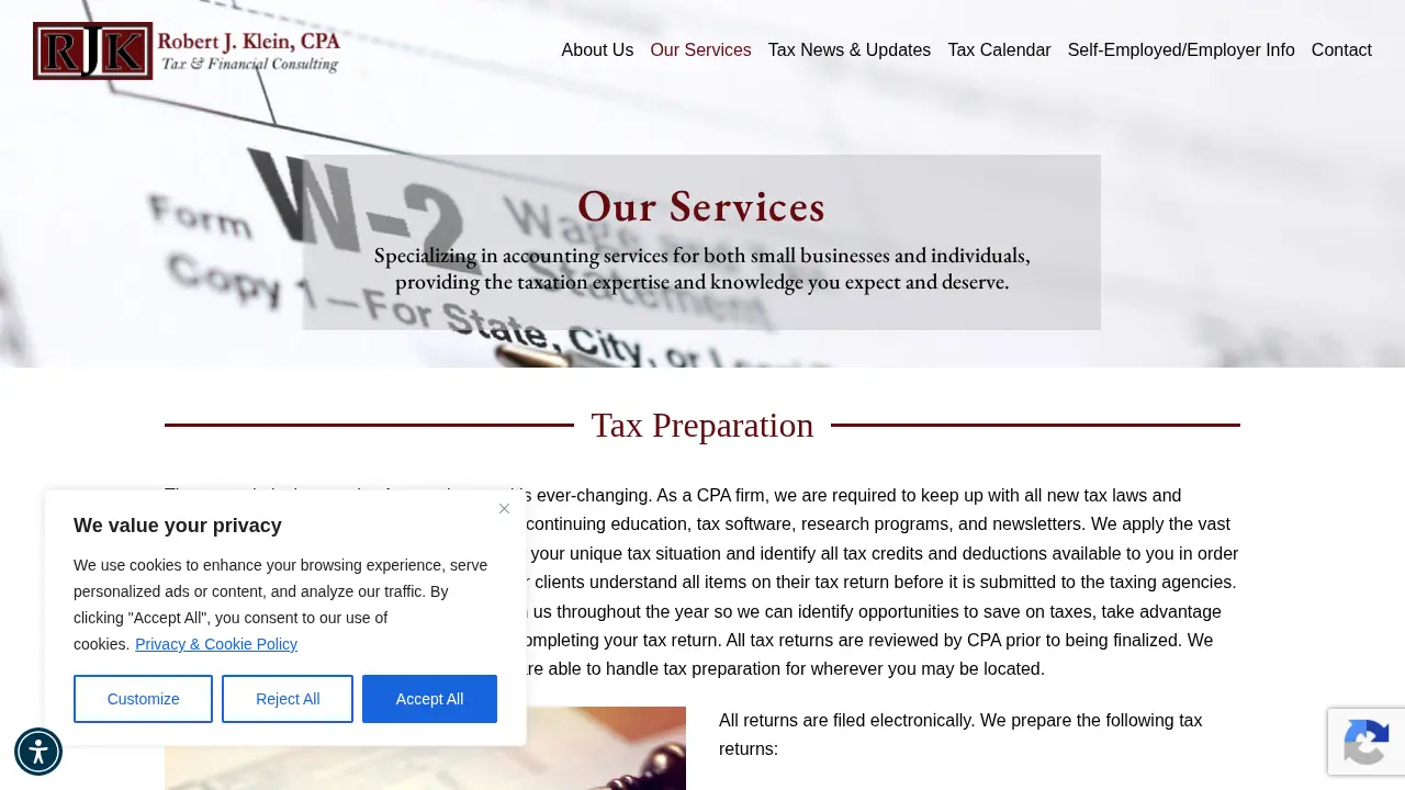Robert J. Klein CPA page