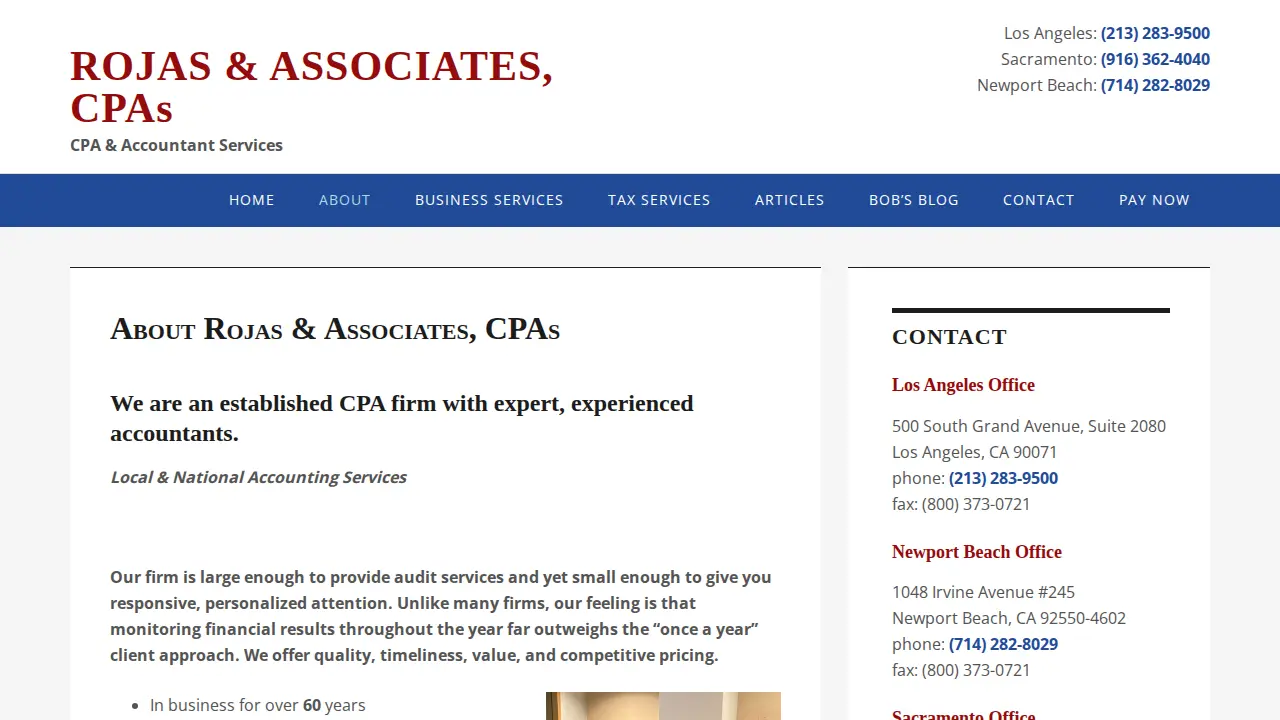 Rojas & Associates, CPAs page