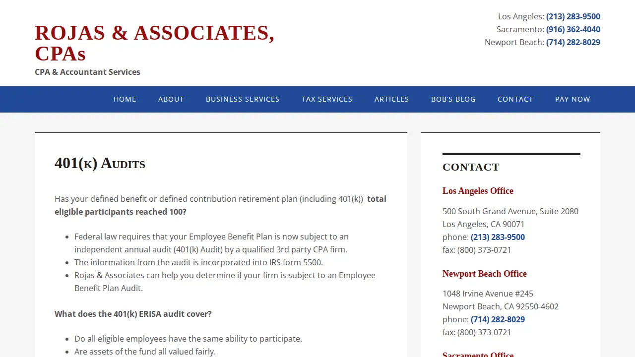 Rojas & Associates, CPAs page