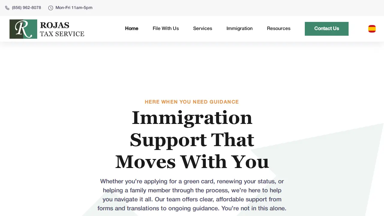 Rojas Tax Service page