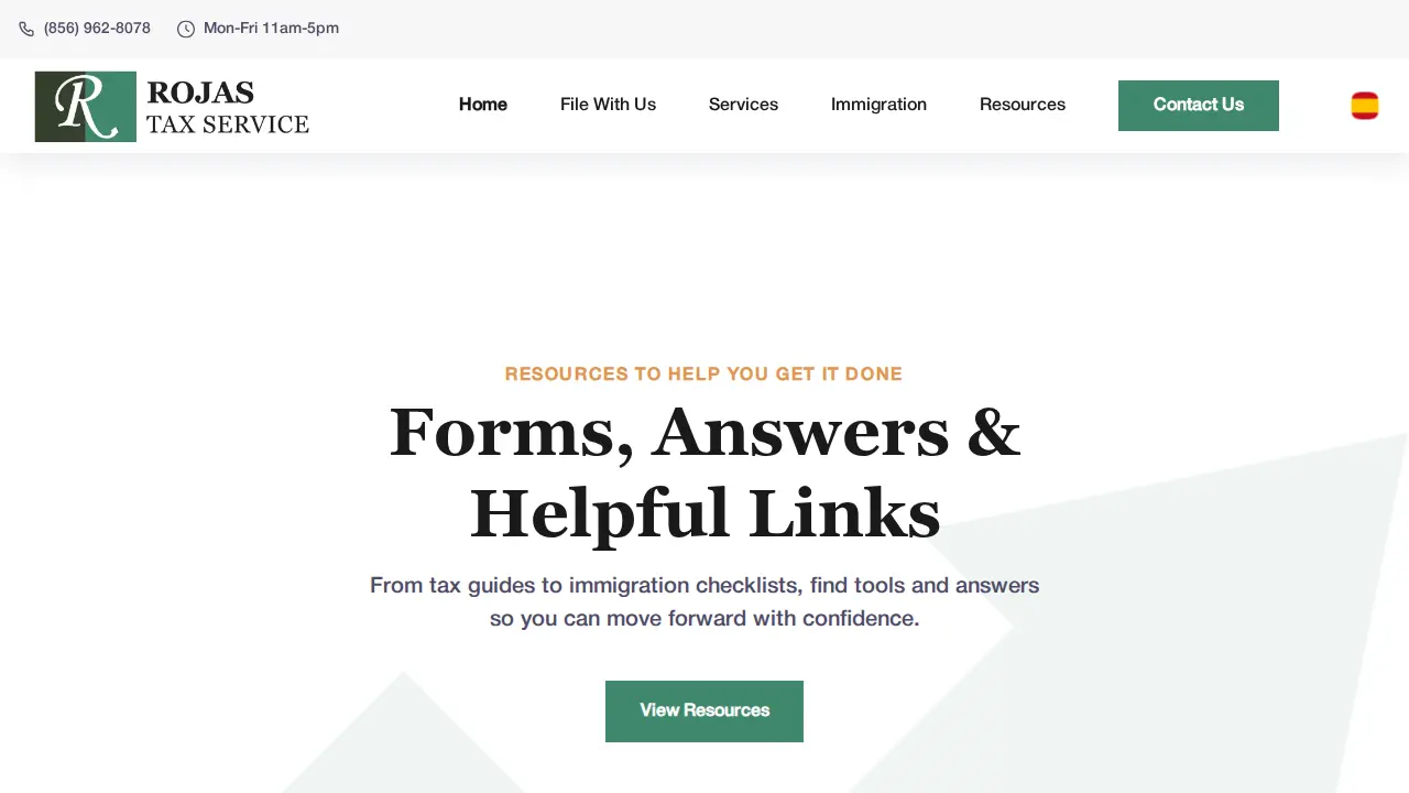 Rojas Tax Service page