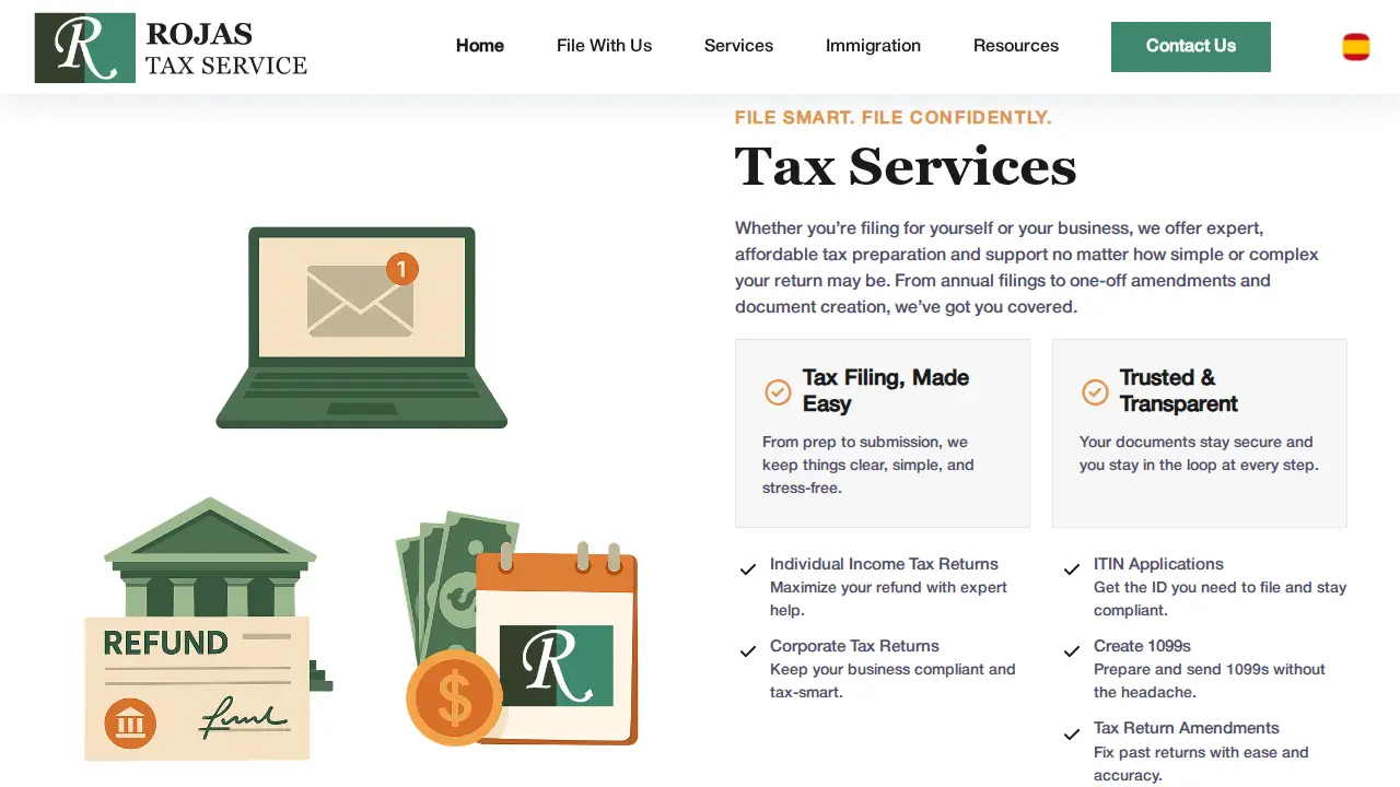 Rojas Tax Service page
