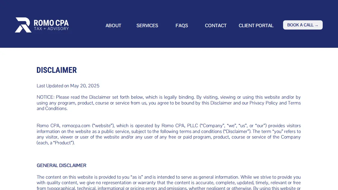 Romo CPA page
