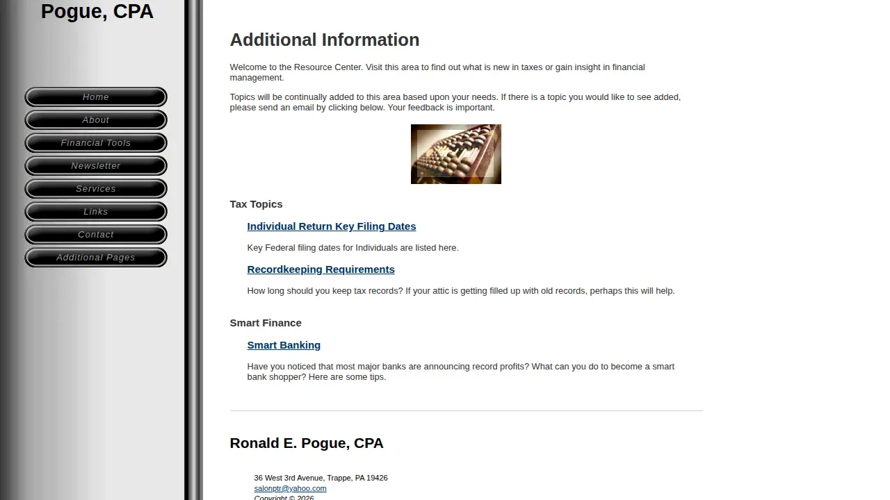 Ronald E. Pogue, CPA page